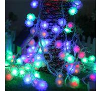 Christmas Tree Lights Indoor/Outdoor 80 LED Christmas Balls Plush Snowball Dandelions Chain 10M Christmas Fairying Chain For Christmas Tree Doorway Garden