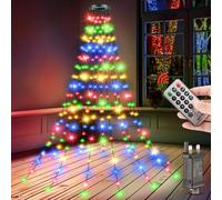Christmas Tree Lights Multicoloured - 2M/6.6FT x 12 Strands 240LEDs Mains Powered Fairy Lights Waterproof with Remote & 8 Modes Memory Timer String Light for Outside Indoor Xmas Party Decorations