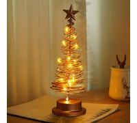 Christmas Tree Lights, Tabletop Christmas Tree Decoration, Battery Operated Christmas Tree Night Light, Christmas Tree Lamp Spiral Light with Metal Stand, Christmas Decoration for Home Room