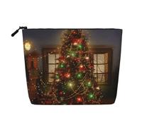 Christmas Tree Lights Trojan Printed Make up Bag for Women Makeup Bags Zipper Travel Cosmetic Bags Pouch Organizer