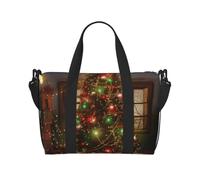 Christmas Tree Lights Trojan Printed Travel Duffel Bag for Women Men - Weekend Overnight Bags with Adjustable Shoulder Strap and Handle