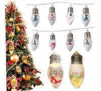 Christmas Tree Lights, Vintage Christmas Lights 6.6ft 10 LED Tree with & Snow & Cute Doll Ornaments for Home Patio Fireplace Decor