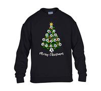 Christmas Tree Mens Sweatshirt World Cup 2025 Football Boys Pullover Party Jumper Funny Santa Novelty Unisex Gift Girls Kids Sweat Top Printed Design Black - Youth Medium (Age 7-8)