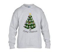 Christmas Tree Mens Sweatshirt World Cup 2025 Football Boys Pullover Party Jumper Funny Santa Novelty Unisex Gift Girls Kids Sweat Top Printed Design Sport Grey - Youth Medium (Age 7-8)