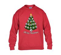 Christmas Tree Mens Sweatshirt World Cup 2025 Football Boys Pullover Party Jumper Funny Santa Novelty Unisex Gift Girls Kids Sweat Top Printed Design Red - Youth X-Small (Age 3-4)