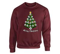 Christmas Tree Mens Sweatshirt World Cup 2025 Football Boys Pullover Party Jumper Funny Santa Novelty Unisex Gift Girls Kids Sweat Top Printed Design Maroon - Medium