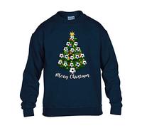 Christmas Tree Mens Sweatshirt World Cup 2025 Football Boys Pullover Party Jumper Funny Santa Novelty Unisex Gift Girls Kids Sweat Top Printed Design Navy Blue - Youth Small (Age 5-6)
