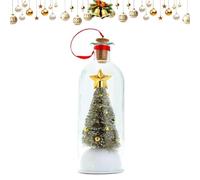 Christmas Tree Message in a Bottle - 6 Inch Snowy Scene with Voice Recording, Pull Cork to Play Holiday Wishes, Battery Operated Festive Gift for Tree, Home Desk Decoration (Silver)