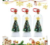 Christmas Tree Message in a Bottle, Recordable Christmas Ornament, Voice Message with Playback Cork, Snowy Scene in Nostalgic Bottle for Unique Home Festival Party Decor & Surprise Gift(3*Green)