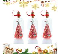 Christmas Tree Message in a Bottle, Recordable Christmas Ornament, Voice Message with Playback Cork, Snowy Scene in Nostalgic Bottle for Unique Home Festival Party Decor & Surprise Gift(3*Red)