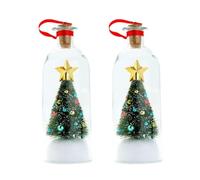 Christmas Tree Message in a Bottle, Recordable Christmas Tree Voice Message Bottle Ornament with Playback Cork, Voice Recording Ornament, Snowy Scene in Nostalgic Bottles for Home Xmas Party (2 Pack)