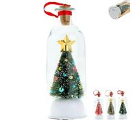 Christmas Tree Message in a Bottle, Recordable Christmas Tree Voice Message Bottle Ornament with Playback Cork, Snowy Scene in Nostalgic Bottle for Unique Home Xmas Festive Party(#b)