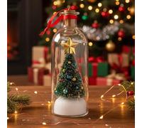 Christmas Tree Message in a Bottle, Recordable Christmas Tree Voice Message Bottle Ornament with Playback Cork, Snowy Scene in Nostalgic Bottle for Unique Home Xmas Festive Party (1pcs)