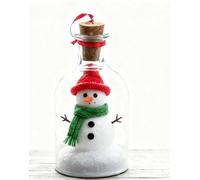 Christmas Tree Message in a Bottle, Recordable Holiday Ornament with Playback Cork Snowy Scene Decor Nostalgic Gift for Christmas Celebrations (B)
