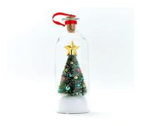 Christmas Tree Message in a Bottle, Recordable Voice Message Ornament with Playback Cork, Nostalgic Snowy Scene Glass Bottle, Unique Xmas Holiday Home Party Decoration Gift