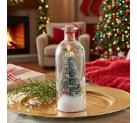 Christmas Tree Message in a Bottle, Voice Recording Message, Recordable Christmas Tree Voice Messages Bottle Ornament with Playback Cork, Snowy Scene in Nostalgic Bottles for Unique Home Xmas