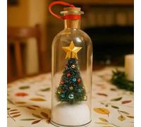 Christmas Tree Message in Bottle, Recordable Message in a Bottle Xmas Ornament with Playback Cork, Christmas Keepsake, Snowy Scene in Nostalgic Bottle, Unique Xmas Gift for Family & Friends