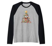 Christmas Tree Mosaic Funny Cookies Ornaments Star Festive Raglan Baseball Tee