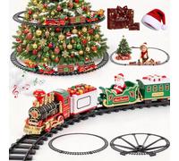 Christmas Tree Mount Train Set - Around the Tree Xmas (Spray Lights Sounds) | Christmas Train Set around the Tree with Track & Cars Battery Operated,Indoor Christmas Decoration for Family Yard Garden
