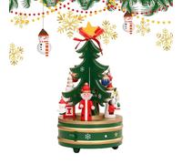 Christmas Tree Music Box - Wooden Rotating, Christmas Music Boxes Ambient Goodies Surprise at the intricately designed | Miniature Handmade Melody Box Ornaments For Holiday Festival, Green