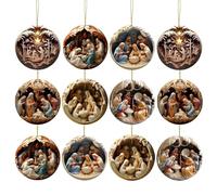 Christmas Tree Nativity Decoration, Wood Nativity Pendant Decor Christmas Religious Decoration Christian Tree Ornaments, For Window Sill Door Garden Balcony