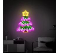 Christmas Tree Neon Sign UV Printed Acrylic Artwork Festive Home Cafe Office Party Decor