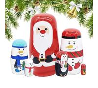 Christmas Tree Nesting Dolls - Christmas Wooden Nesting Dolls Set | Christmas Tree Nesting Dolls Set | Holiday Characters And Santa Figurines, Christmas Figurines Decoration Made To