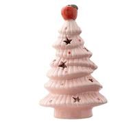 Christmas Tree Night Light Cute Ceramic Christmas Tree with Apples Topper Holiday Tabletop Lamp Decorative Night Light for Bedroom Living Room, Style 2