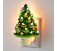 Christmas Tree Night Light, Vintage Plug in Mini Xmas Tree Wall Lamp with Multicolor Bulbs, On/Off Switch Decorative Holiday Nightlight for Bedroom Living Room Xmas Decor (1 PCS)