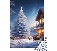 Christmas Tree on A Snowy Night Jigsaw Puzzles for Adults Interesting Puzzles 1000 Jigsaws Brain Challenge for Adults Gifts 1000pcs (75x50cm)