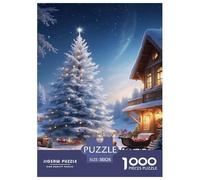 Christmas Tree on A Snowy Night Jigsaw Puzzles for Adults Kids Interesting Puzzles 1000 Jigsaws Brain Challenge for Adults Gifts 38x26cm/1000pcs