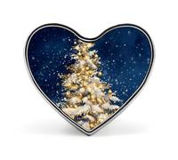 Christmas Tree on Snowy Badge Pin Brooch Heart Shape Button Aluminum Decor for Backpacks Hats