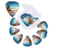 christmas tree on the beach Guitar Picks 12 Pcs, 3 Different Thickness Celluloid Plectrum for Bass Electric Acoustic Guitars Ukulele Accessories Gift for Men Women (0.46mm, 0.71mm, 0.96mm)