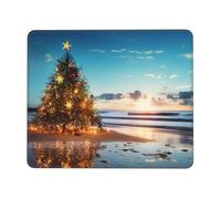 Christmas Tree on The Beach Mouse Pad with Anti-fray Stitching, Waterproof Gaming Mouse Mat for Women Men Non-Slip Rubber Base Computer Mousepad for Laptop Office Desk Accessories 7.9 x 9.5 in