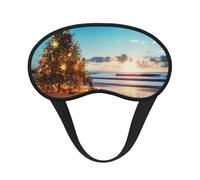 Christmas Tree on The Beach Sleep Mask for Men Women Blackout Eye Masks for Sleep, Relaxing Zero Pressure Night Blindfold Soft Breathable Eye Cover for Travel, Night Work, Nap, Office