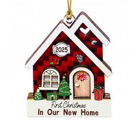 Christmas Tree On The First Hung A Wooden Slogan In Home And Decorated The And Home With Pendants (Red,8cm)