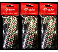 Christmas Tree Ornament CANDY CANE x3 x2 x1 Pack of 6 Inedible 13cm Candy Canes (3)
