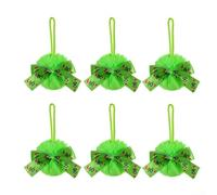 Christmas Tree Ornament Collection of 6 Fluff Ball Pieces with Bow Style for DIY Holiday Decoration and Enhancing Festive Ambiance at Various Venues (C)
