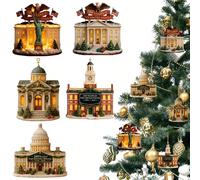 Christmas Tree Ornament Decoration,5Pcs USA 250th Anniversary Christmas Tree Acrylic Pendant, Patriotic Xmas Tree Accessories Christmas Pendants Hanging,Anniversary Christmas Ornament