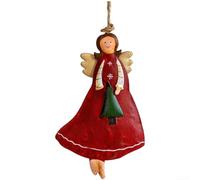 Christmas Tree Ornament Featuring Wrought Iron Angel Girl Design with Rustic Vintage Style for Holiday Home Decoration (Option A)