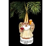 Christmas Tree Ornament - Garden Dwarf Angel With Beer - Decorative Gift