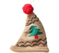 Christmas Tree Ornament Hand Knitted from Yarn, Lightweight and Suitable for Hanging on Wreaths, Mantels, or Presents (E)