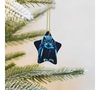 Christmas Tree Ornament Hanging Blue Owl Ceramic Ornaments Personalized Star Porcelain Pendant Christmas Ornament for Holiday Decoration Keepsake Gifts