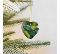 Christmas Tree Ornament Hanging Green Lizard Ceramic Ornaments Personalized Heart Porcelain Pendant Christmas Ornament for Holiday Decoration Keepsake Gifts