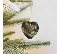 Christmas Tree Ornament Hanging Leopard on Tree Trunk Waterfall Ceramic Ornaments Personalized Heart Porcelain Pendant Christmas Ornament for Holiday Decoration Keepsake Gifts