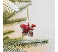 Christmas Tree Ornament Hanging Red Starfish Seashells Ceramic Ornaments Personalized Star Porcelain Pendant Christmas Ornament for Holiday Decoration Keepsake Gifts