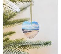 Christmas Tree Ornament Hanging Romantic White Sand Landscape Ceramic Ornaments Personalized Heart Porcelain Pendant Christmas Ornament for Holiday Decoration Keepsake Gifts