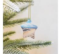 Christmas Tree Ornament Hanging Romantic White Sand Landscape Ceramic Ornaments Personalized Star Porcelain Pendant Christmas Ornament for Holiday Decoration Keepsake Gifts