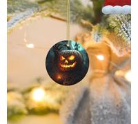 Christmas Tree Ornament Hanging Round Pumpkin Held Up from Tomb Ceramic Ornaments Personalized Circle Porcelain Pendant Christmas Ornament for Holiday Decoration Keepsake Gifts