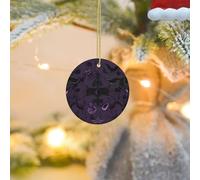 Christmas Tree Ornament Hanging Round Purple Black Goth Spooky Ceramic Ornaments Personalized Circle Porcelain Pendant Christmas Ornament for Holiday Decoration Keepsake Gifts